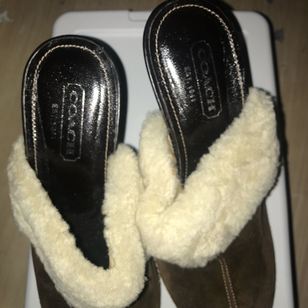 Coach Brown and Cream Mules - Picture 2 of 4